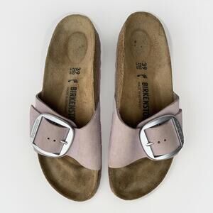 Birkenstock Madrid Big Buckle Slide Sandal Maroon Pink Sz 39 Womens 8